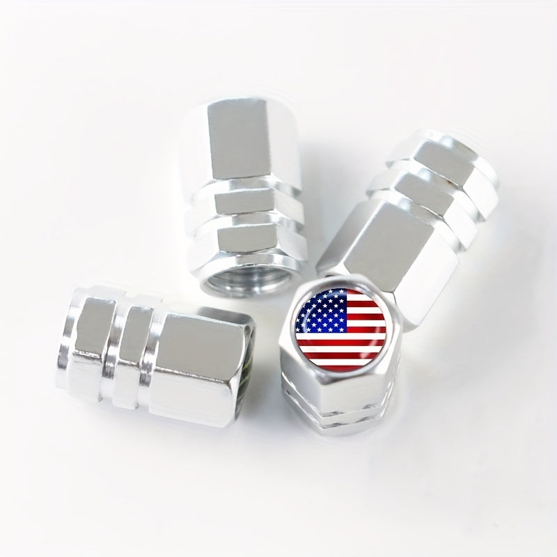 Universal Aluminum Alloy American Flag Tire Valve Cap Dust Cover