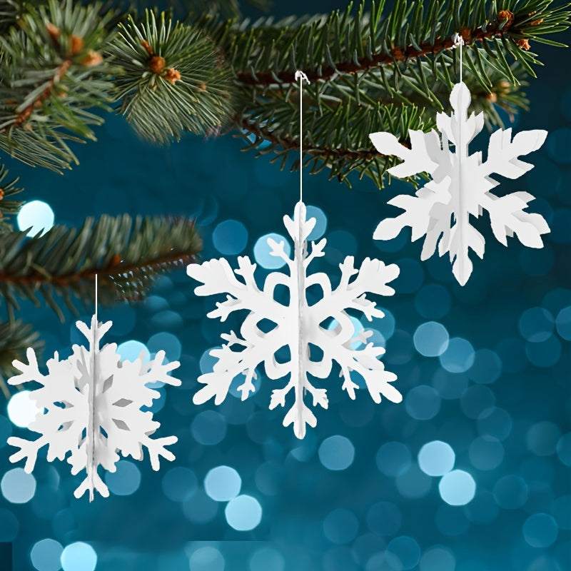 6 Elegant 3D Snowflake Hanging Decorations for Christmas Seasonal Parties