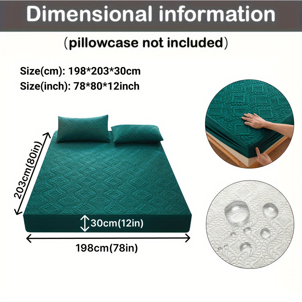 Waterproof Quilted Mattress Protector Fitted Sheet Teal 1-Piece Ultra-Soft Breathable