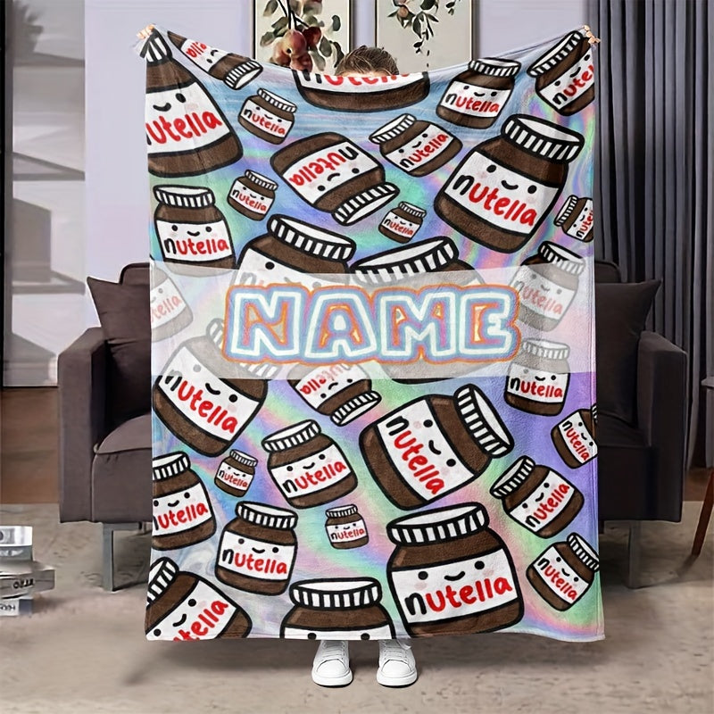 Personalized Nutella-Inspired Print Flannel Blanket Cozy All-Season Knit Throw for Bed Couch Travel