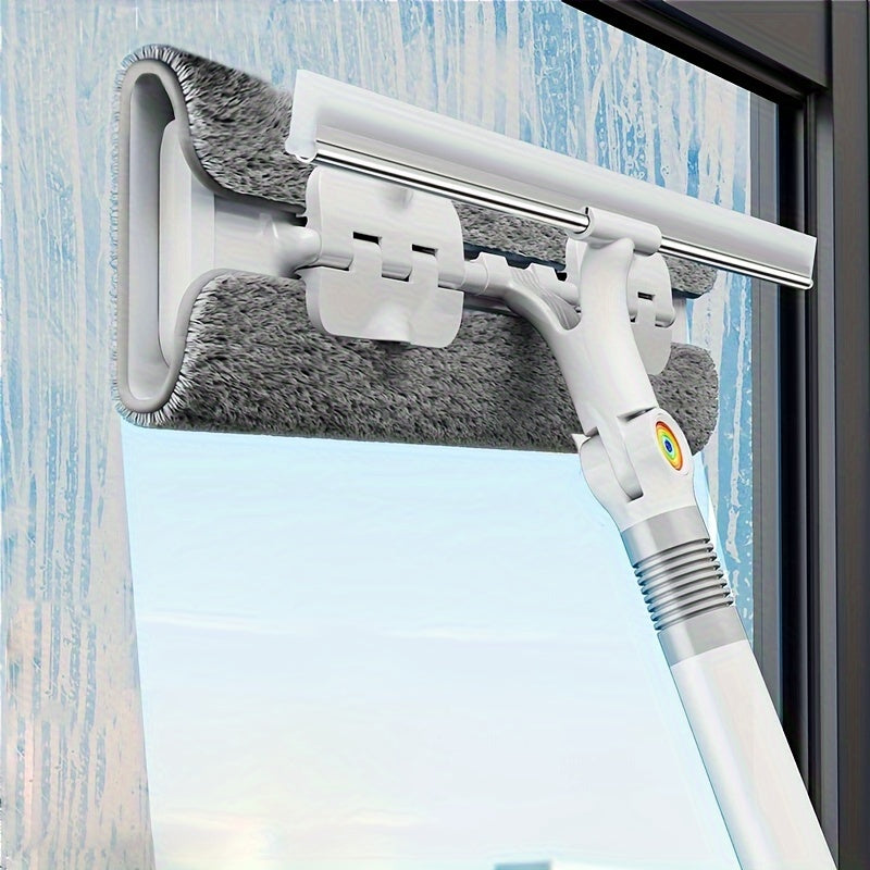 Mikrofiber padlar bilan shisha tozalovchi, zanglamaydigan po'latdan yasalgan tutqich, plastik ramka; Avtomobil, devorlar, pol va hammomlar uchun ko'p funksiyali tozalash asbobi