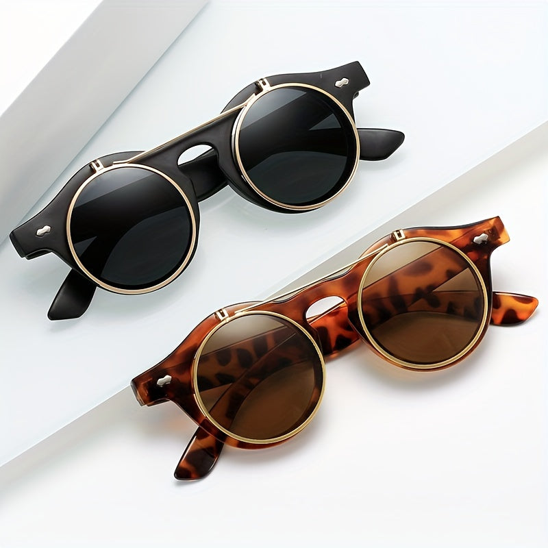 Gafas de doble capa vintage con marco redondo para fiestas en la playa y clubes, con almohadillas nasales ajustables