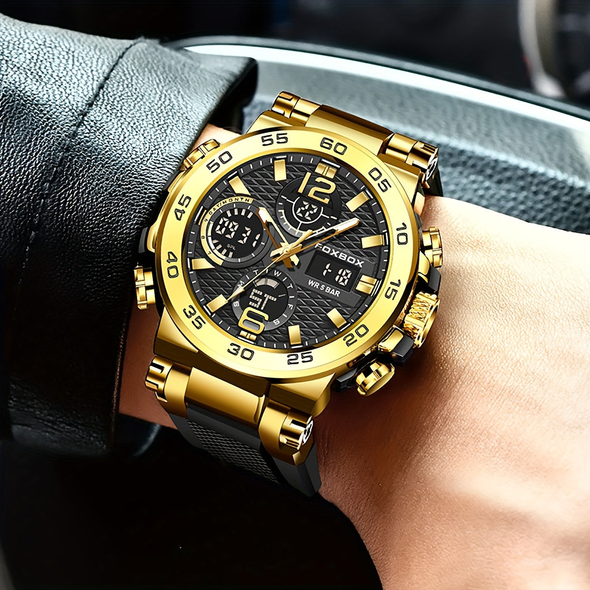 Reloj cronógrafo multifuncional con doble pantalla para hombres y mujeres