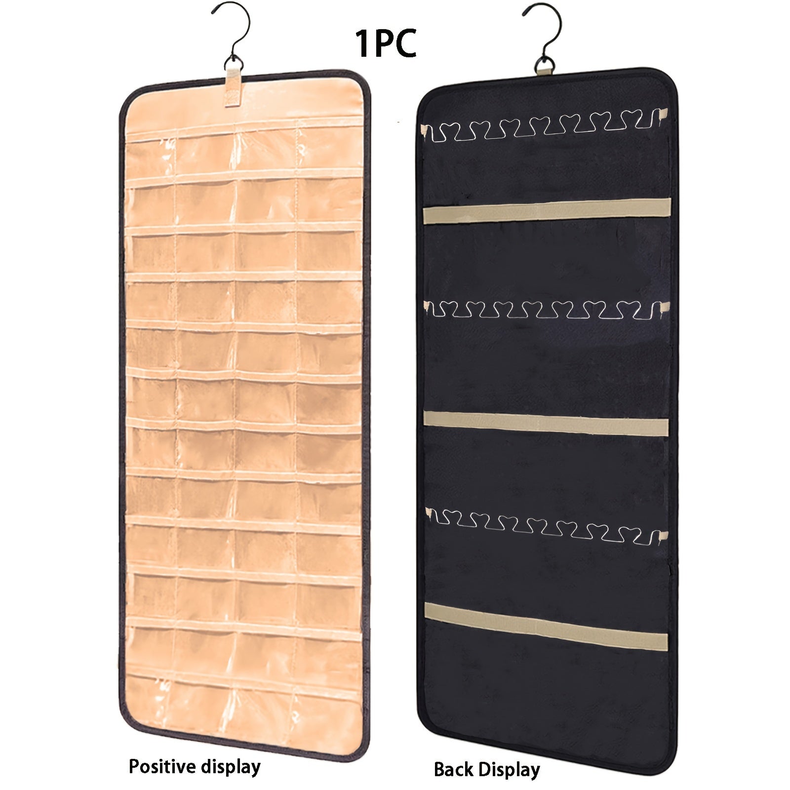 Zargarlik buyumlarini osib qo'yish uchun devorga o'rnatiladigan saqlash tashkilotchisi, uzuklar, marjonlar, marjonlar va sayohat uchun rulon bilan