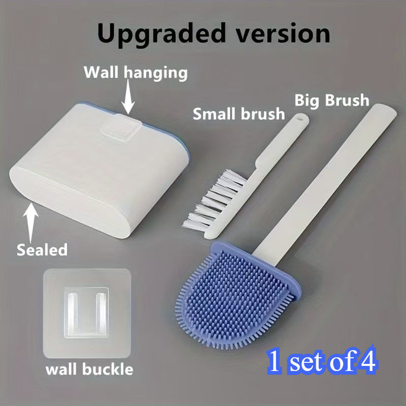 Set Of 4 RV Toilet Brushes With Wall Mount Silicone Long Handle