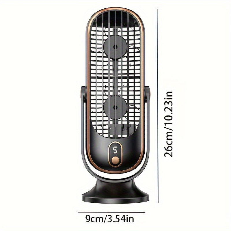 Travel Desktop Fan with LED Display, Five Speeds, USB Rechargeable, Portable Cooling