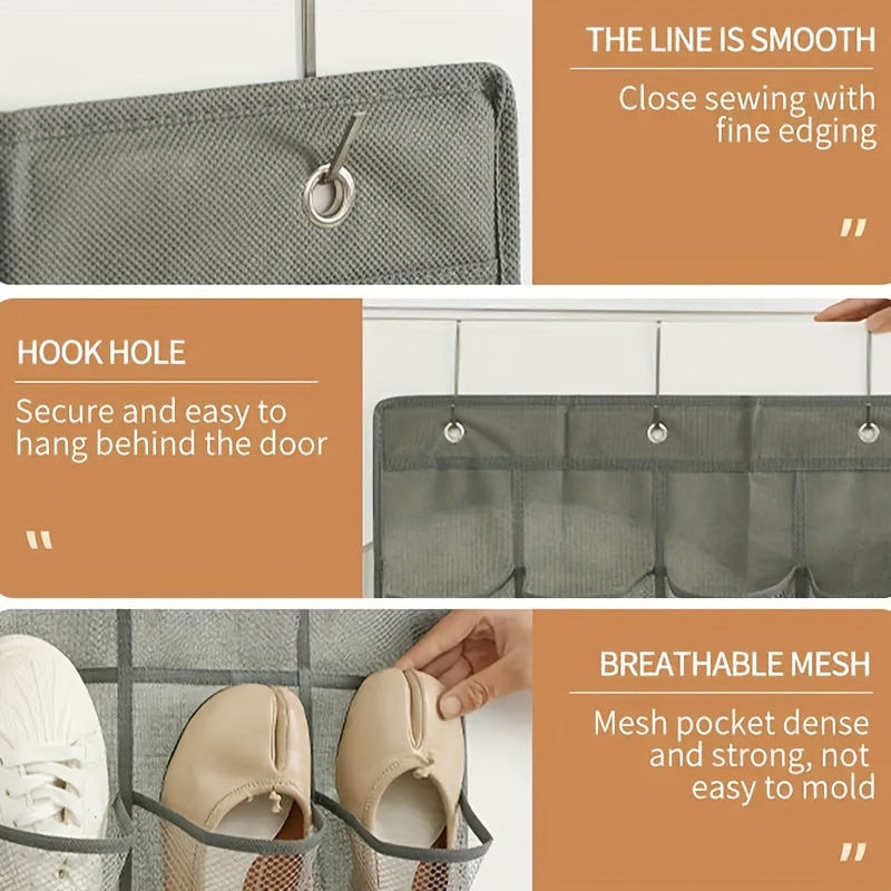 Over-the-Door Shoe Organizer with 24/28 Deep Mesh Pockets and Storage Bag for Bedroom Bathroom Living Room