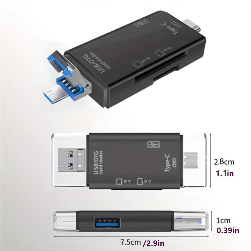 Multi-Functional 6-in-1 OTG Card Reader Adapter for SD TF USB Flash Drive
