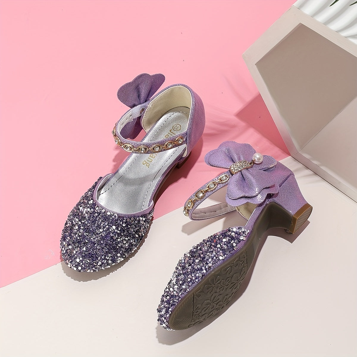 Children's Crystal Sandals for Girls Princess Design Spring Summer Breathable Glitter Round Toe Low Top