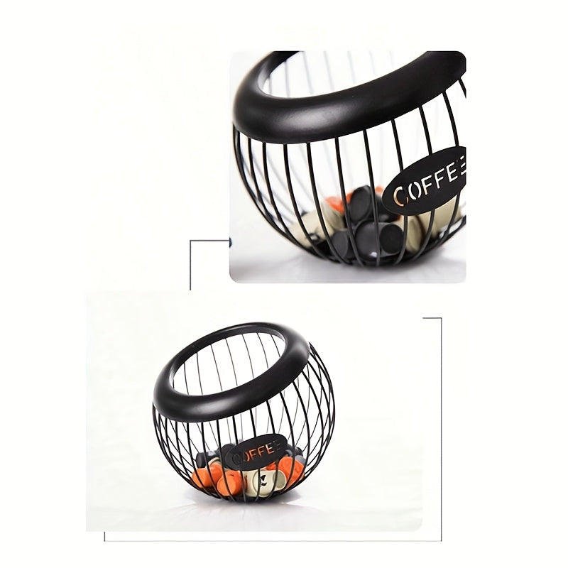 Qora Metall Qahva Kapsula Saqlash Savati Katta Hajm Qishloq Uslubi