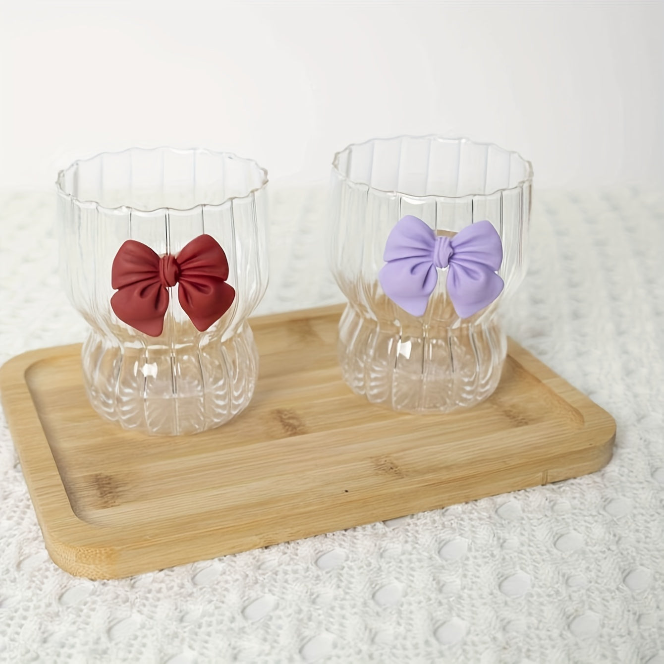 Vaso de café de vidrio con diseño de lazo para té y bebidas 1 paquete