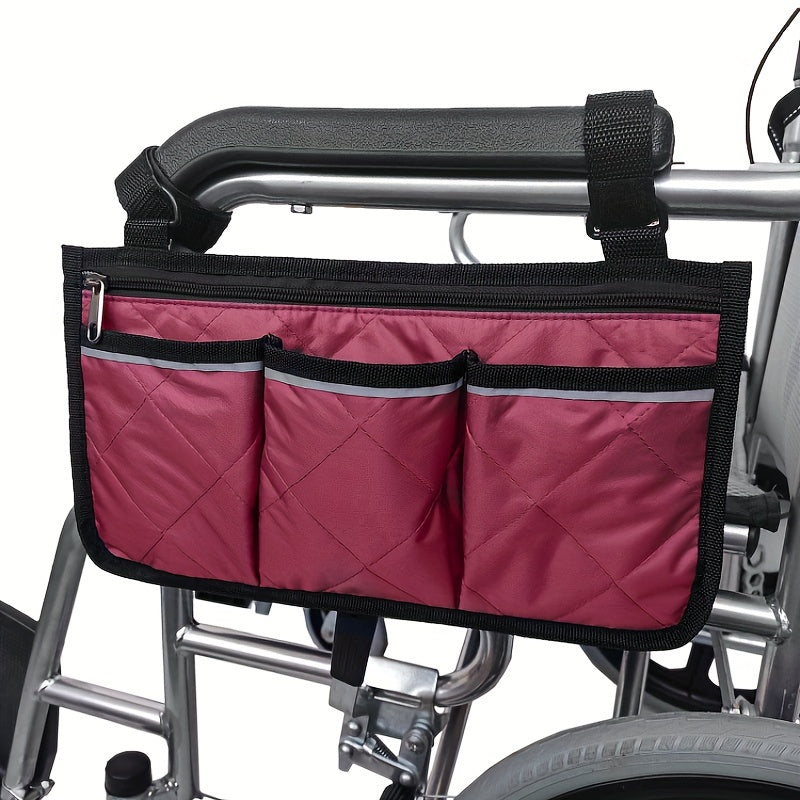 Wheelchair Storage Bag with Multiple Pockets and Reflective Strip