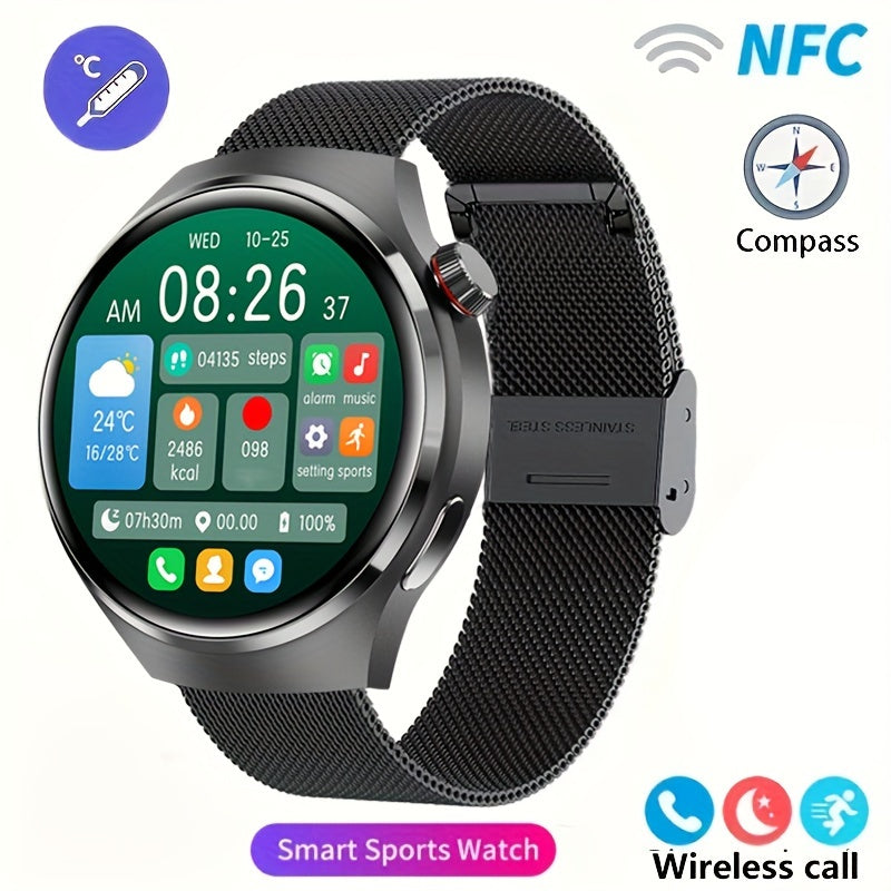 Men's Smart Watch 4 PRO 1.53-Inch AMOLED Display Wireless Call Multi Sport