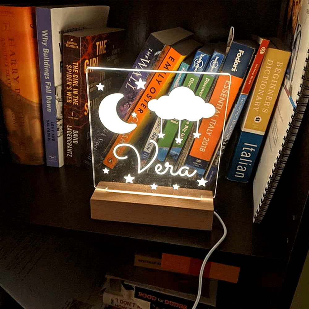 Custom LED Night Light Moon and Stars USB Desk Light Personalized Gift