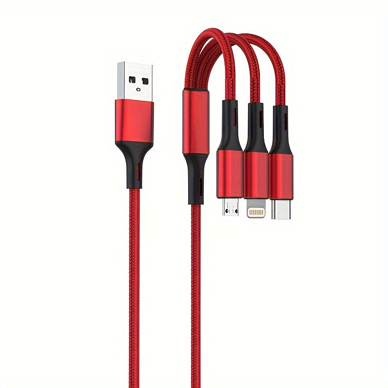 3-in-1 Naylon bilan to‘qilgan zaryadlash kabeli USB dan Lightning Type-C Micro USB gacha 149cm