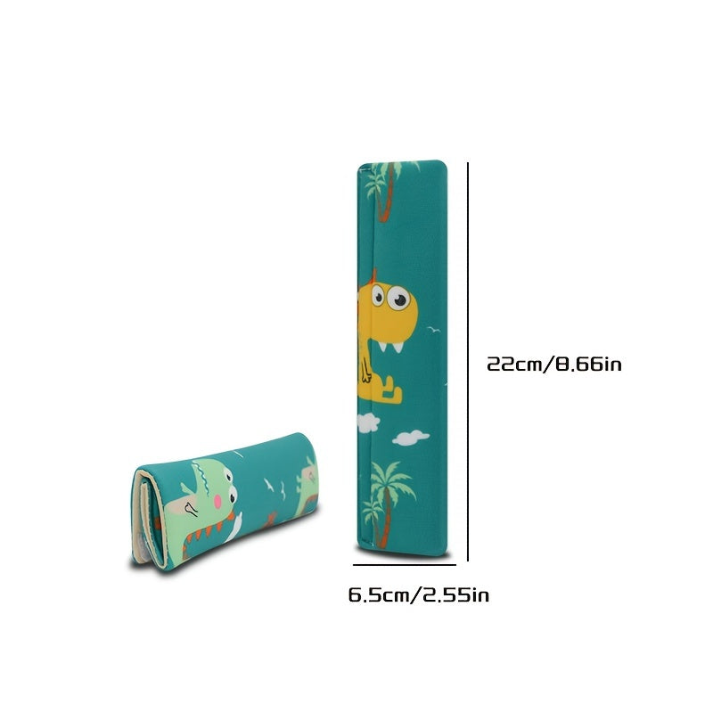 Set of 2 Dinosaur Car Seat Belt Covers Soft Shoulder Pads for Kids Safety and Comfort