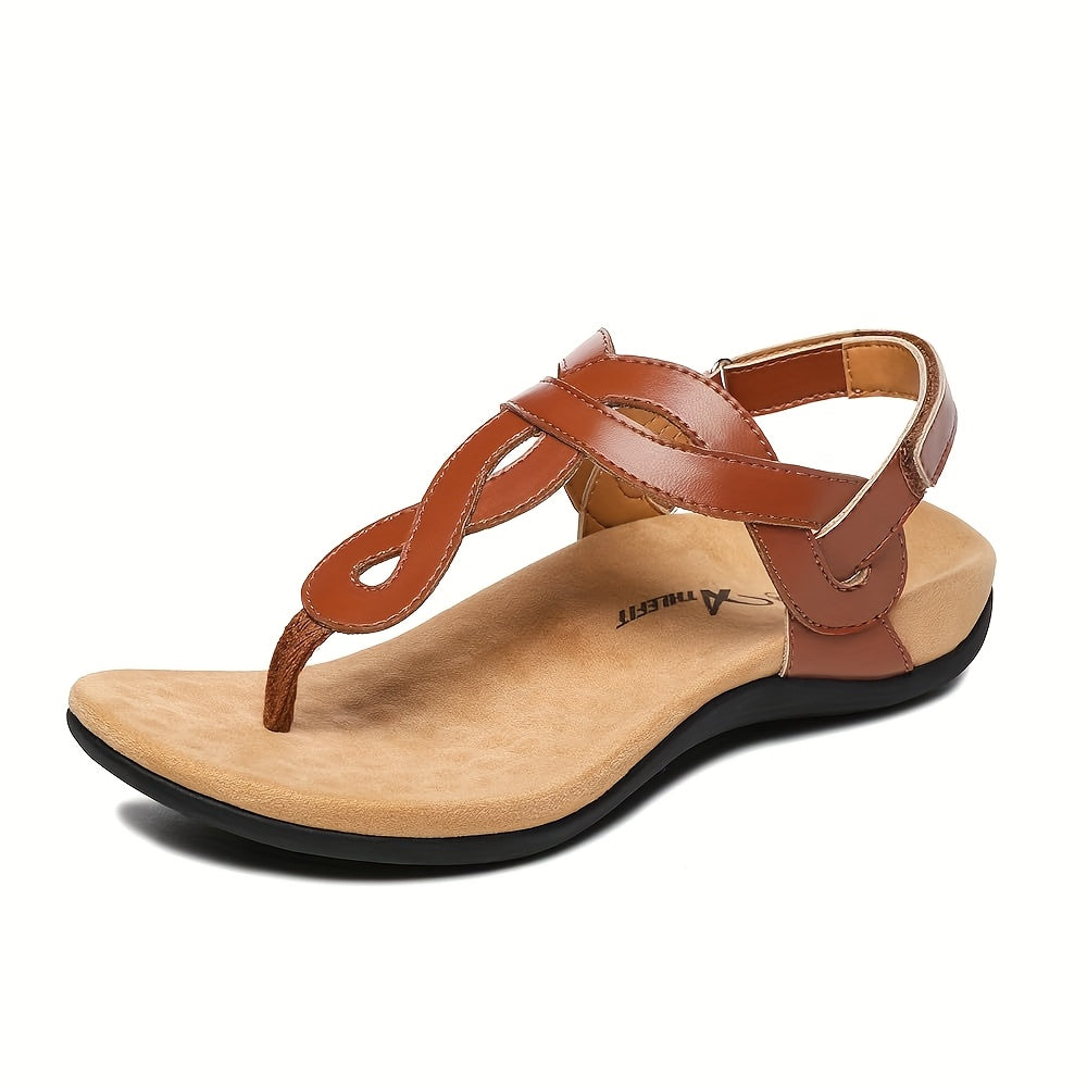 Women's Orthopedic Arch Support Flat Sandals T-Strap Casual