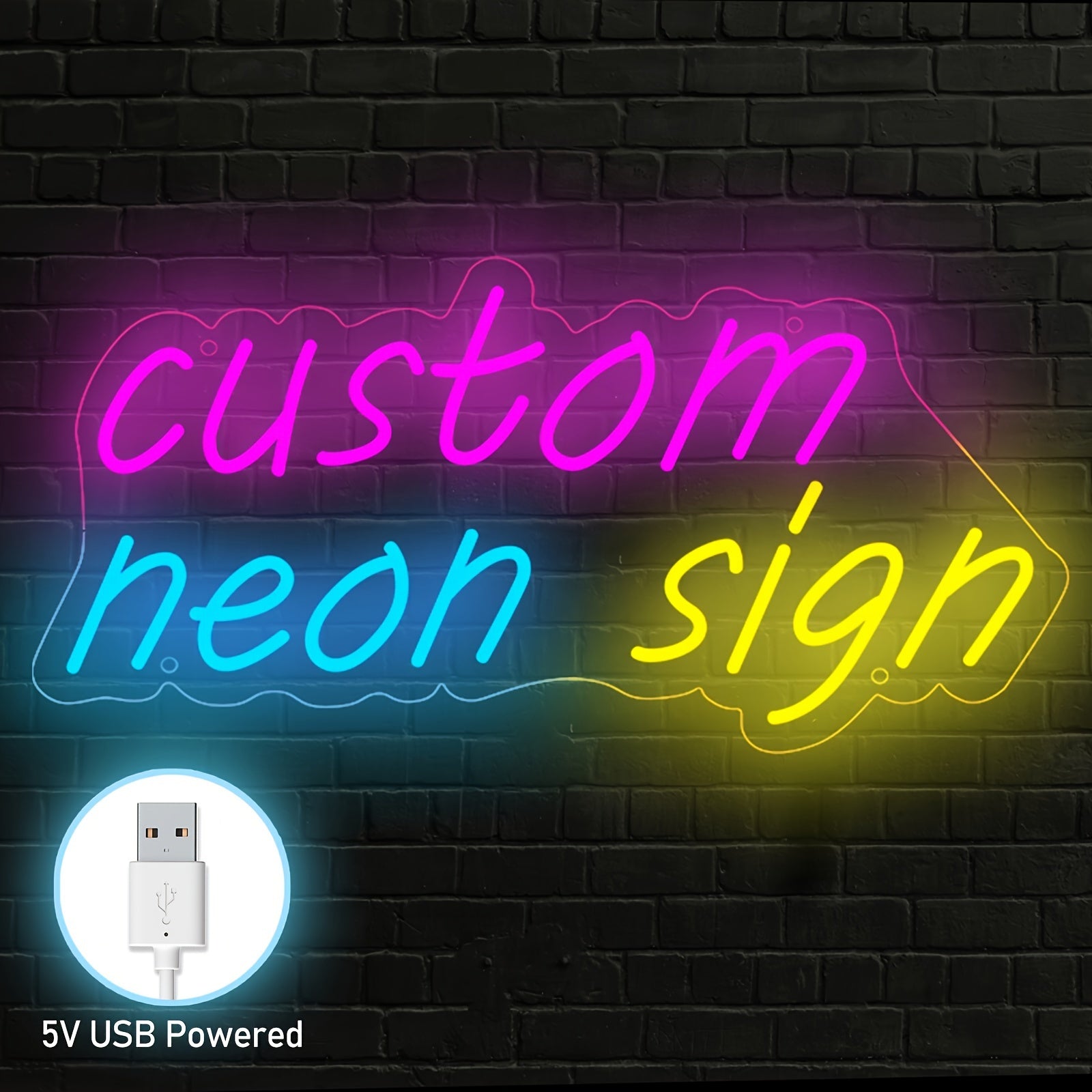 Letrero de neón USB personalizable con interruptor regulable para iluminación personalizada
