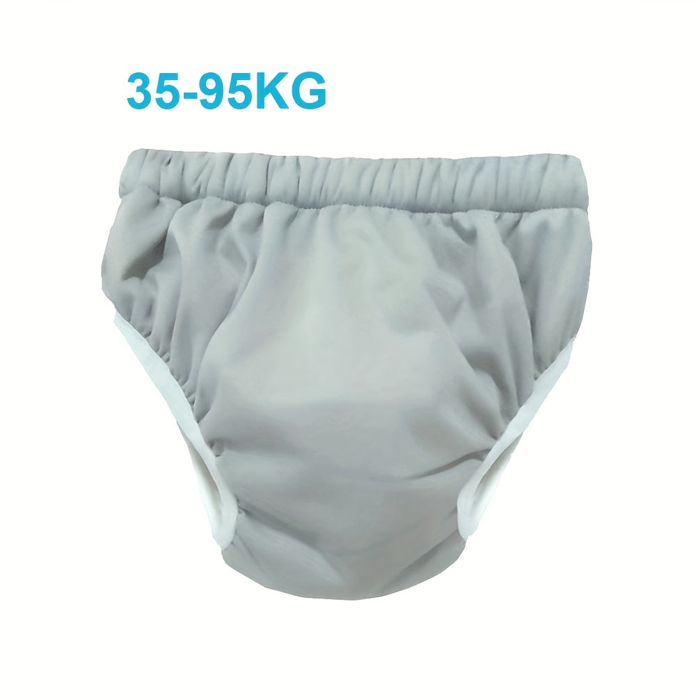 Pañal de tela lavable de poliéster gris para adolescentes y adultos de 35-95kg, a prueba de fugas, transpirable y reutilizable