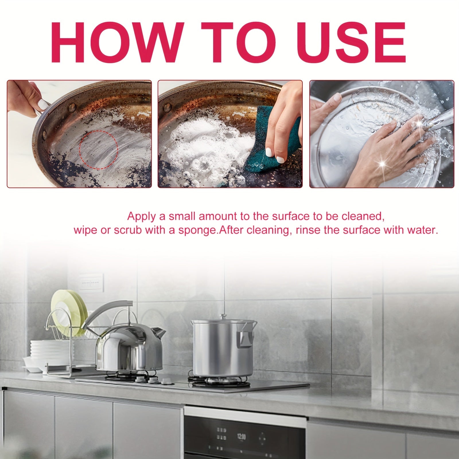 Kitchen Stove Cleaner for Grease and Grime Removal Natural Extracts Safe for All Surfaces