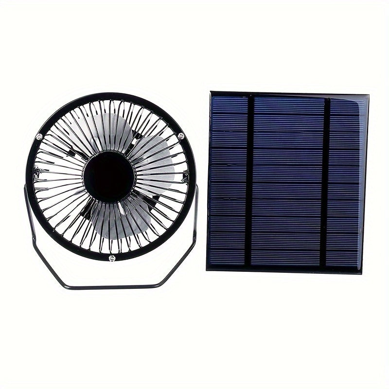 Set of 5W 5V Solar Panel with 4-Inch Fan for Camping and Outdoor Use
