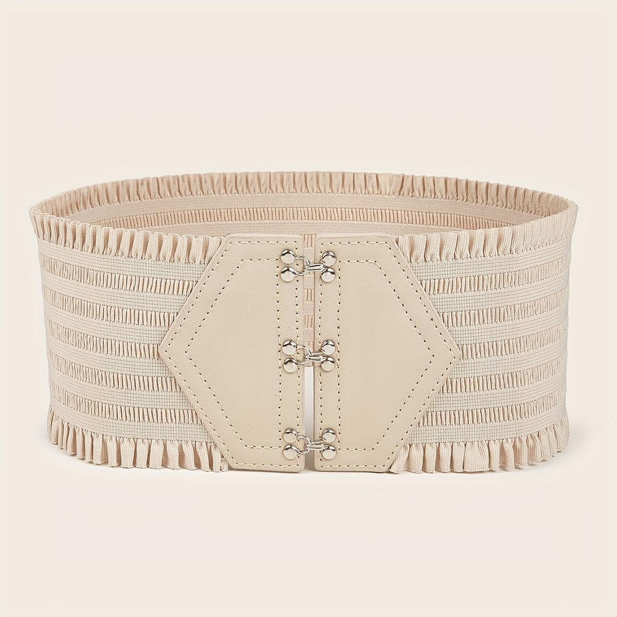 Women's Elastic Waistband Dress Girdle with Candy-Colored Ruffles and Wide Belt