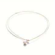 Gold-Plated Necklace with Freshwater Pearls for Daily Wear and Gifts