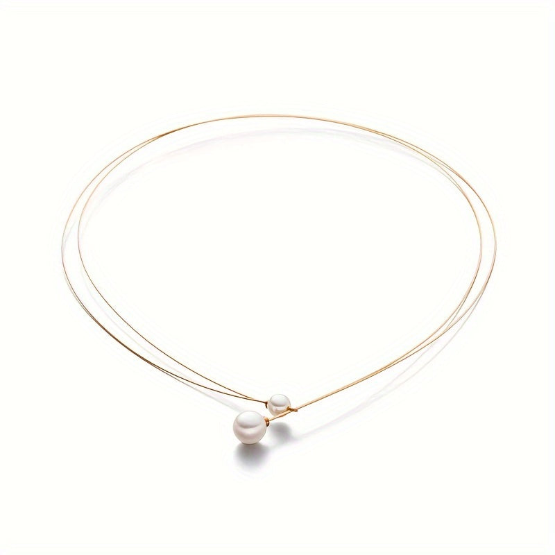 Gold-Plated Necklace with Freshwater Pearls for Daily Wear and Gifts