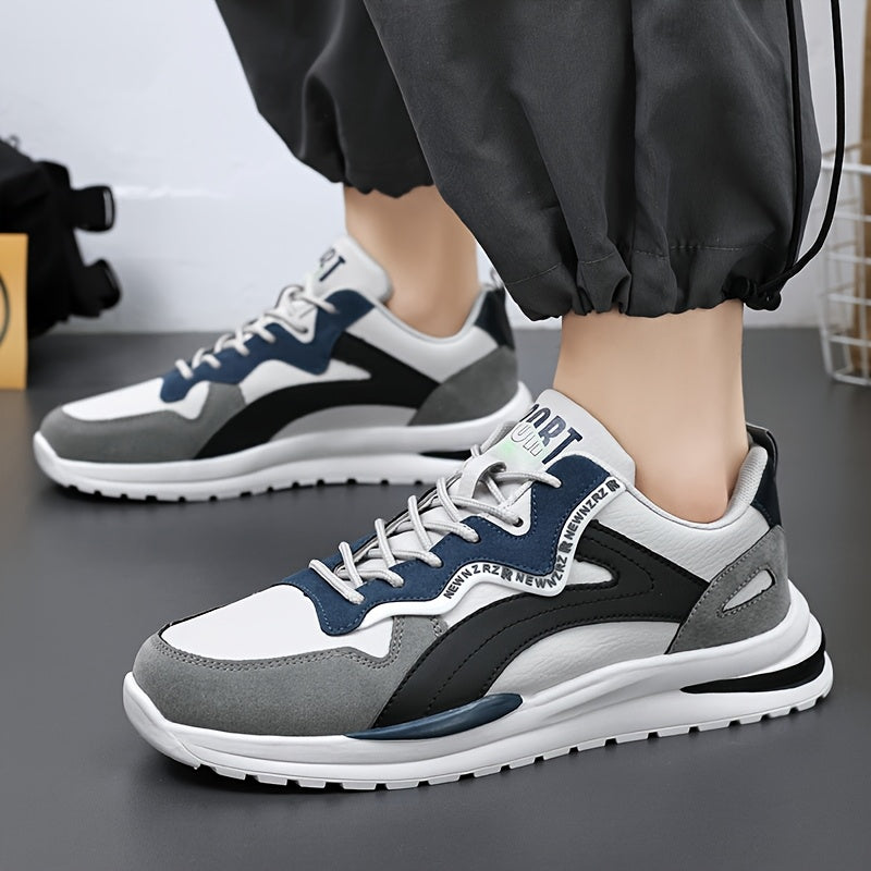 Men's Casual Sneakers Low Top Lace-Up Sports Street Style Solid Color Stripes PU Upper