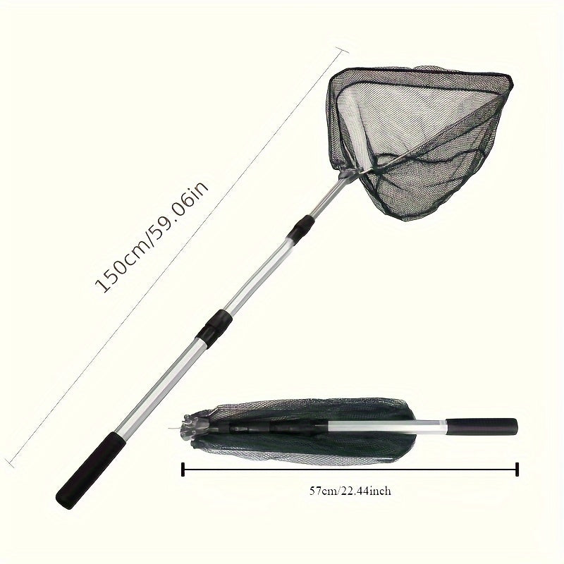 Stainless Steel Telescopic Fishing Landing Net Extendable Handle Green for Freshwater Fishing Kids Adults