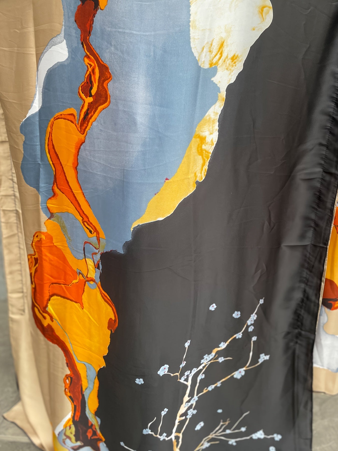 Plus Size Women's Batwing Sleeve Dress with Scarf Floral Print Plus Size Party Wear