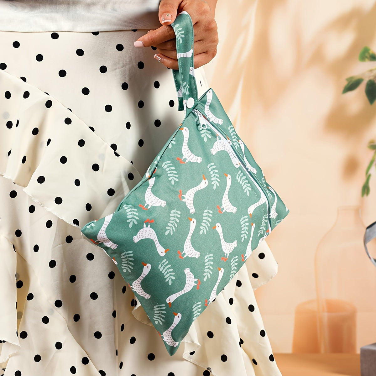 Set of 2 Waterproof Reusable Diaper Bags for Mothers with Zipper Closure