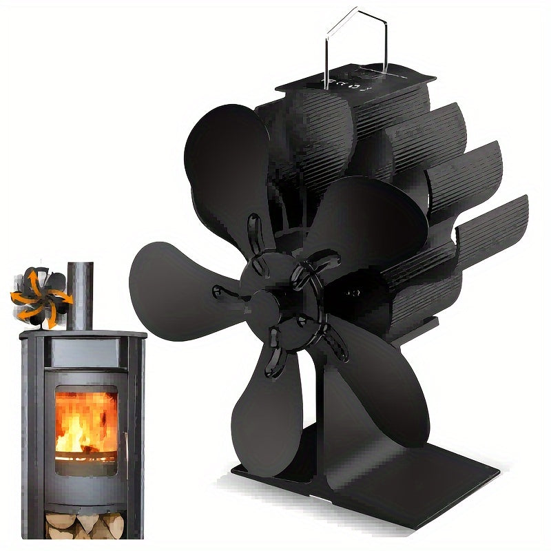 One-Piece Thermal Power Wooden Stove Fan 5 Blades Fireplace Non-Electric