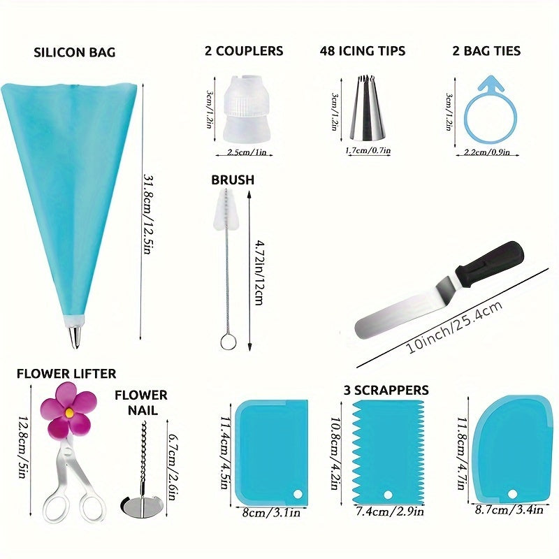 Set of 100 Stainless Steel Icing Piping Nozzles Cake Decorating Tips Pastry Tools