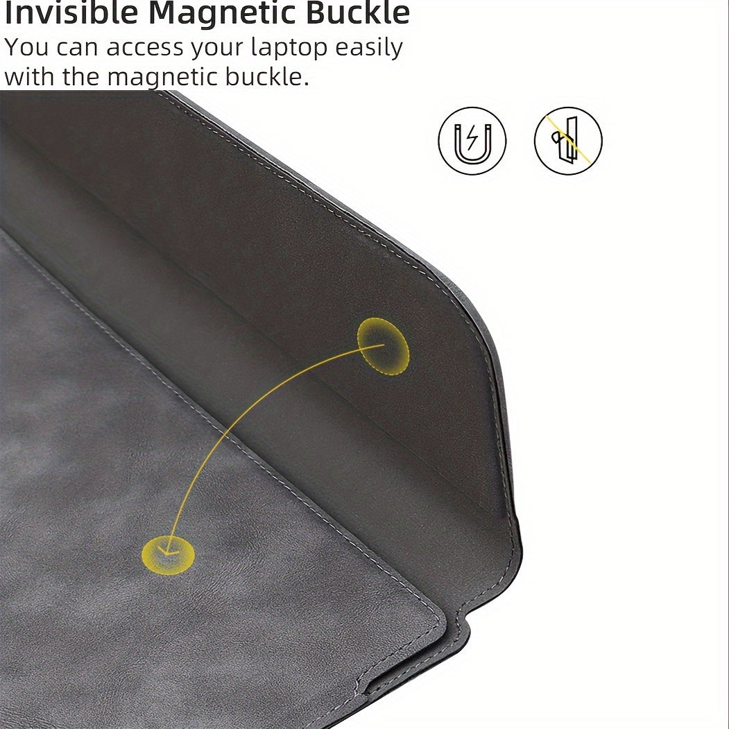 Leather Laptop Sleeve with Stand Water-Resistant for 13.3 and 14.1 Inch Notebooks Green Khaki Dark Grey Light Grey Navy Blue