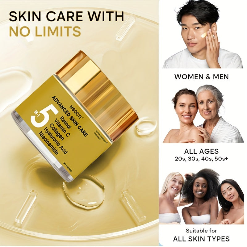 Crema facial antiedad unisex con retinol, ácido hialurónico, colágeno, vitamina C y niacinamida, hidratante