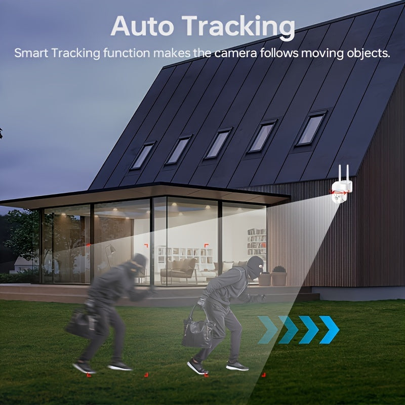 Outdoor WiFi Security Camera with Pan Tilt Auto Tracking Night Vision Two-Way Audio Waterproof CCTV