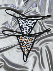 Women's Leopard Print Nylon Thong Panties 2-Pack Low-Rise Lingerie