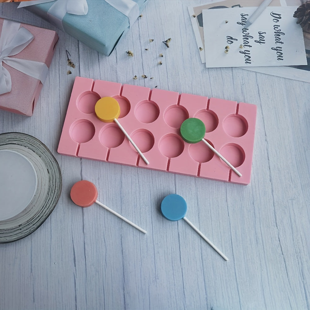 Silicone Lollipop Mold 12-Cavity for Candy Chocolate Baking and Cake Decorating