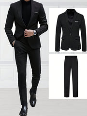 Men's 2-Piece Suit Set Polyester Solid for Wedding Party Banquet