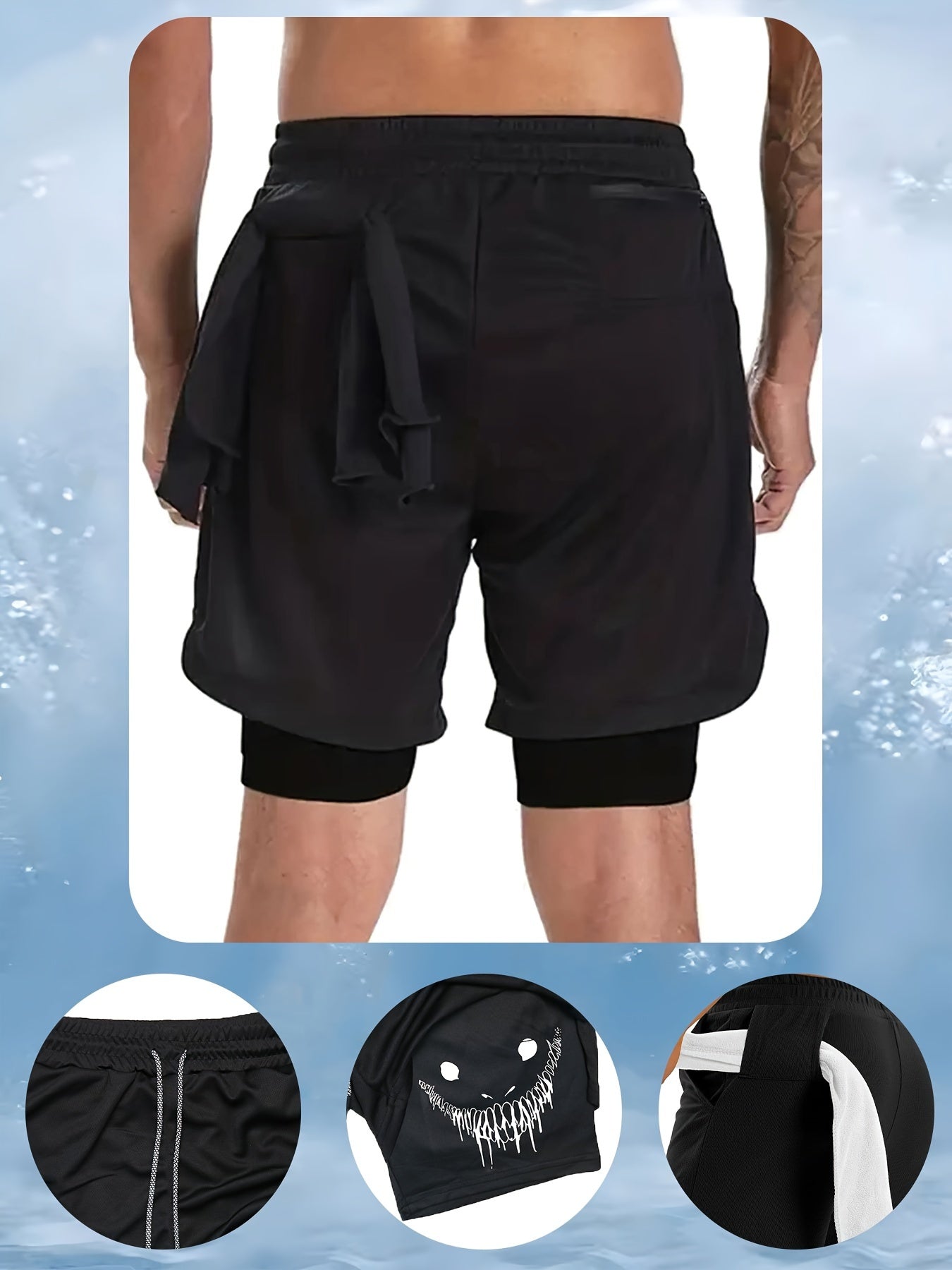 Men's Athletic Set with High-Stretch Quick-Dry T-Shirt and Double-Layer Shorts for Gym Running and Fitness
