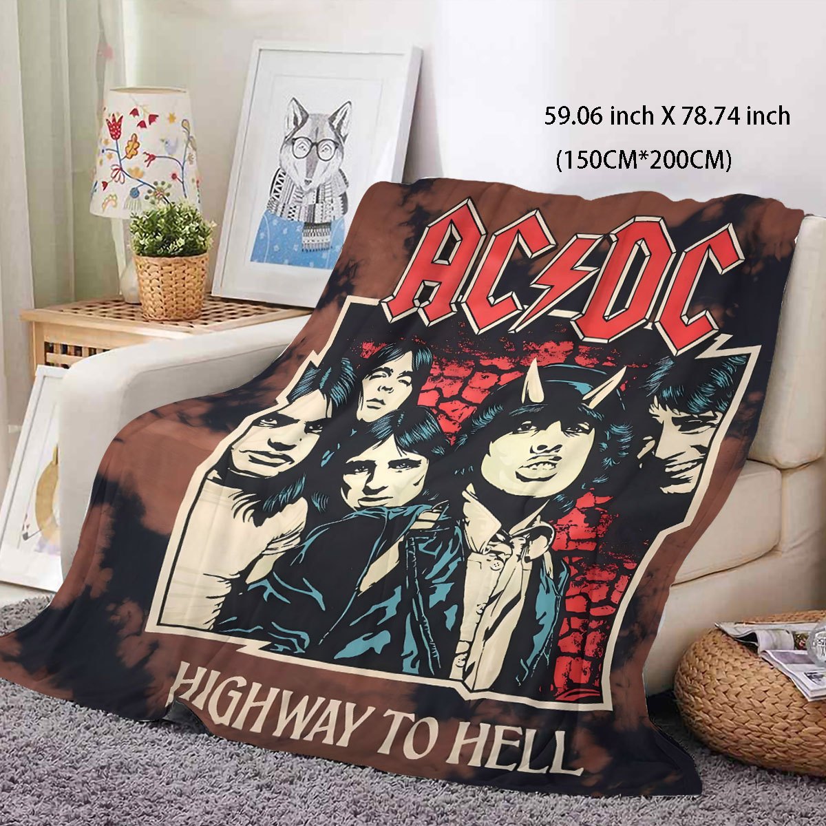 Bu AC/DC "Highway to Hell" flanel tashqi ko'rinishi bilan iliq bo'ling va rok qiling! Rang-barang va allergiyaga qarshi raqamli bosma bilan qulay, bu ko'rpa yotoq xonasi, yashash xonasi yoki divan uchun mukammal. Musiqa ixlosmandlari uchun ideal sovg'a.