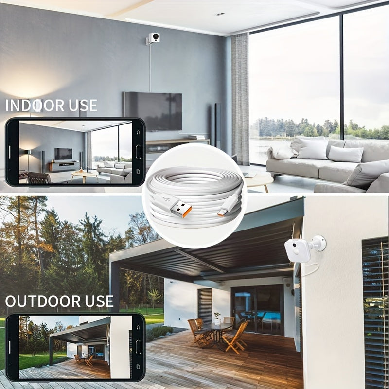 Cable de carga USB Tipo-C 243.84cm Blanco con acentos naranjas compatible con carga rápida