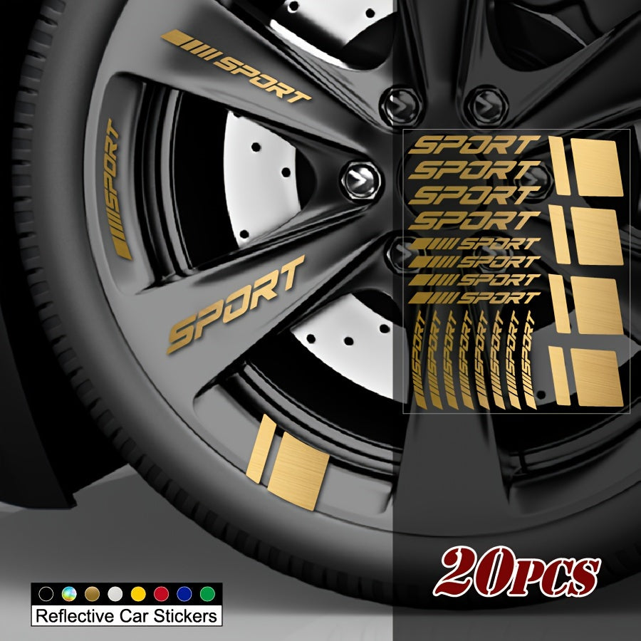 20 шт. отражающих виниловых наклеек на диски автомобиля, самоклеящиеся гоночные наклейки