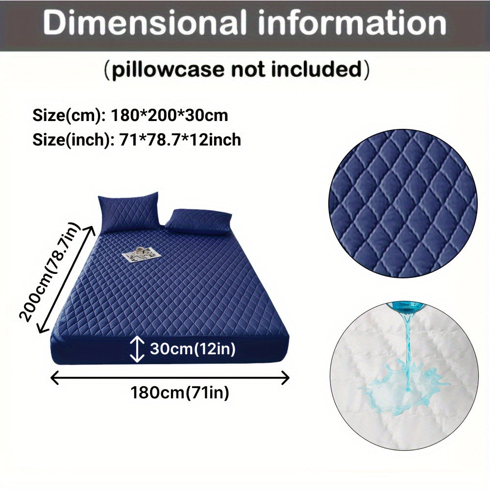 Waterproof Quilted Fitted Bed Sheet Protector for Single or Double Bed Gray White 1 Piece