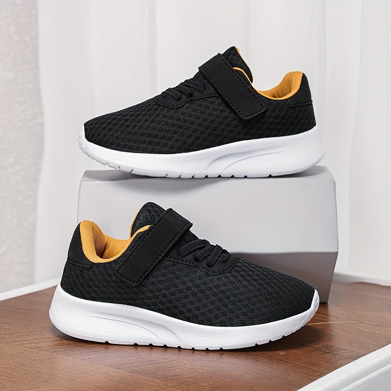 Kids Breathable Mesh Sneakers with Hook-and-Loop Closure Casual Running Shoes