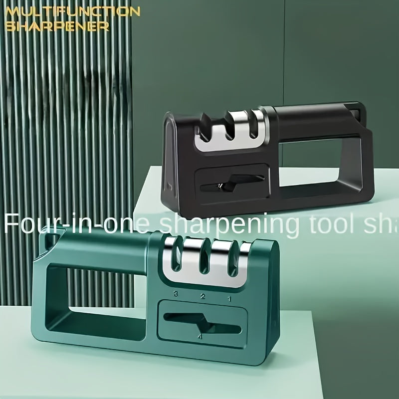 4-in-1 Manual Knife and Scissor Sharpener Stainless Steel Blade Honing Tool