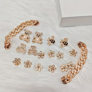 18 Pcs Fashion Chain Shoe Charms Creative Street Style DIY Shoe Accessories Sandal Toe Decorations
