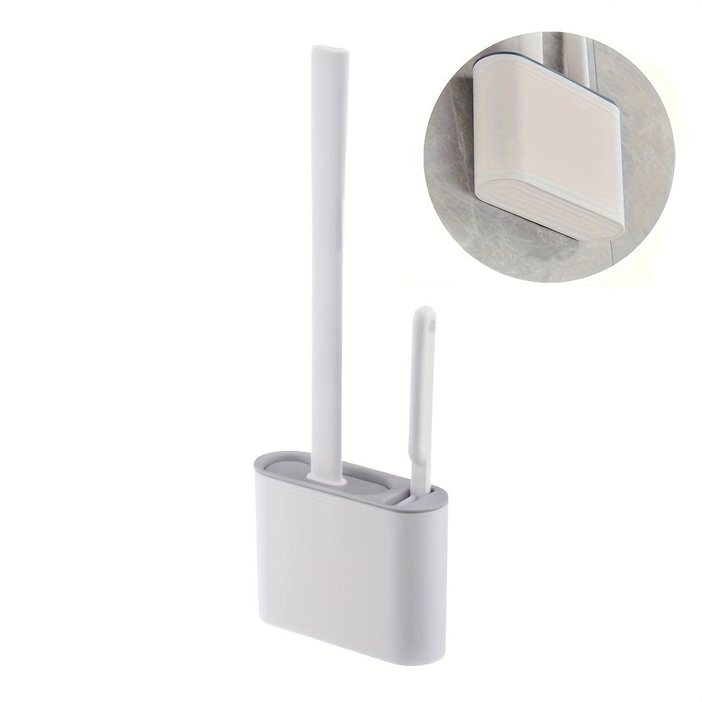 Wall-Mounted Toilet Brush Set with Flexible Silicone Bristles
