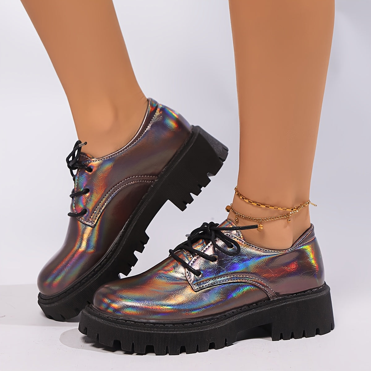 Women's Platform High Heel Boots Solid Color Lace-Up Dress Style